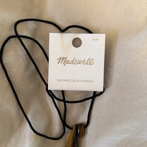 Madewell Tiger's Eye Stone Pendant Necklace - Brown/Black - Picture 2 of 3